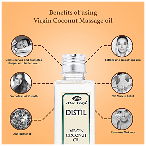 Aloe Veda Extra Virgin Coconut Massage Oil for Hair & Body, 200 ml  