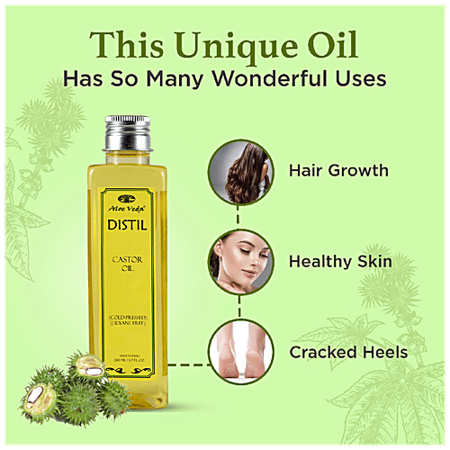 Aloe Veda Cold Pressed Castor Oil - Hexane Free, 200 ml  