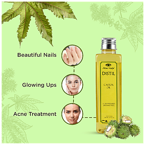 Aloe Veda Cold Pressed Castor Oil - Hexane Free, 200 ml  