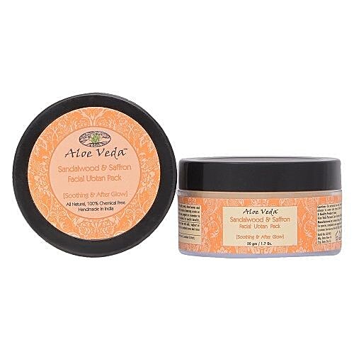 Aloe Veda Sandalwood & Saffron Facial Ubtan Pack - Soothing & After Glow, 50 g  