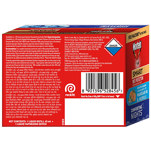 Mortein Insta Mosquito Killer Machine + Refill - Combo Pack, 1 pc (Machine + 1 Refill x 45ml) Ultimate Mosquito Protection
Protection From Dengue Mosquitoes