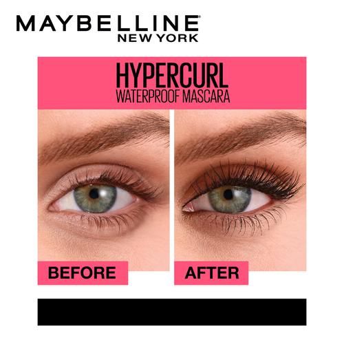 Maybelline New York Hypercurl Mascara - Waterproof, 9.2 g Black Smudge, Sweat Proof & Water Proof