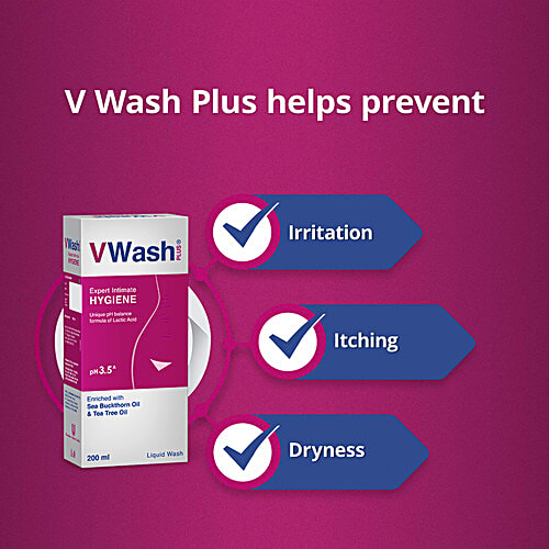 Vwash Plus Expert Intimate Hygiene Wash - For Women, 200 ml Bottle 