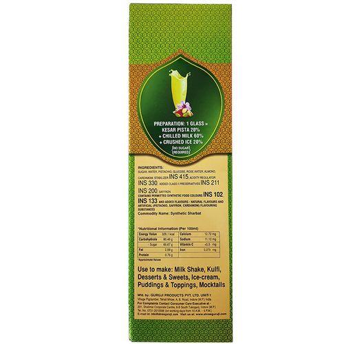 Buy Guruji Syrup Kesar Pista 750 Ml Carton Online At Best Price - bigbasket