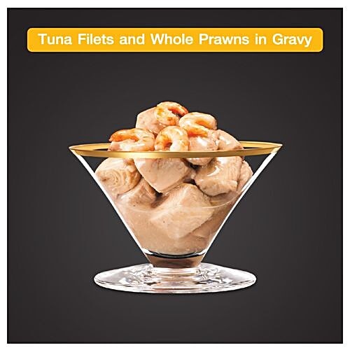 SHEBA Premium Cat Food - Tuna Filets & Whole Prawns In Gravy, 85 g Can 