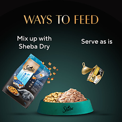 Sheba Deluxe Premium Adult 1+ Years Wet Cat Food - Tuna & Prawns In Gravy, 85 g Deluxe Taste, Real Meat Protein, High-Moisture Wet Cat Food