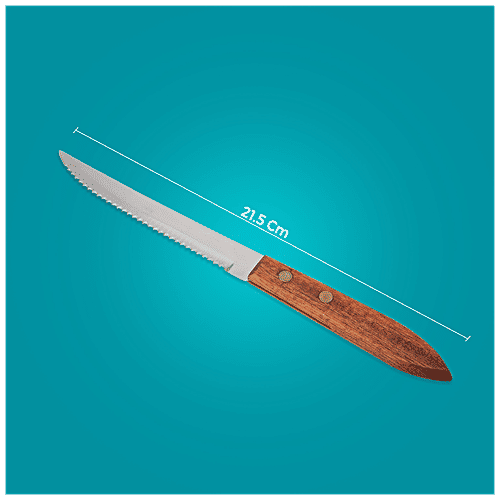 Fackelmann Nirosta Stainless Steel Country Knife with Saw Blade & Rosewood Handle, 21.5 Cm, 1 pc  Anti Rust, Dishwasher Safe