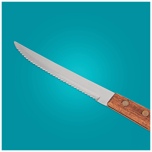 Fackelmann Nirosta Stainless Steel Country Knife with Saw Blade & Rosewood Handle, 21.5 Cm, 1 pc  Anti Rust, Dishwasher Safe