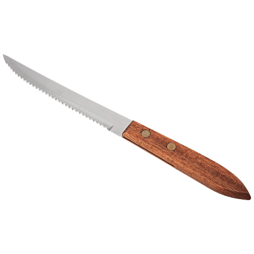 Fackelmann Nirosta Stainless Steel Country Knife with Saw Blade & Rosewood Handle, 21.5 Cm, 1 pc  Anti Rust, Dishwasher Safe