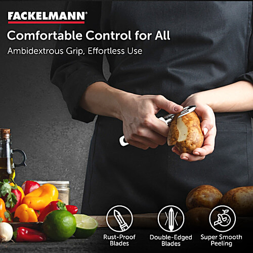 Fackelmann Stainless Steel Vegetable Peeler with Plastic Handle, 19cm, 1 pc  Anti Rust, Dishwasher Safe