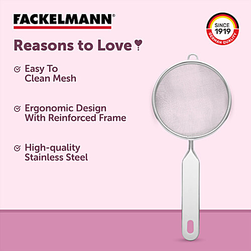 Fackelmann Stainless Steel Tea Strainer, 10 Cm - No Sharp Edges, Anti-Corrosive, Bend-Proof, 1 pc