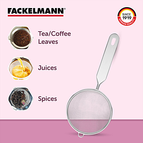 Fackelmann Stainless Steel Tea Strainer, 10 Cm - No Sharp Edges, Anti-Corrosive, Bend-Proof, 1 pc
