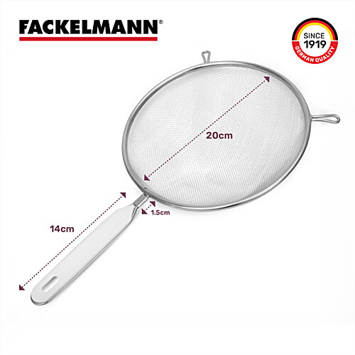 Fackelmann Stainless Steel Strainer, 20 Cm - Ideal For Draining Pasta, Blanched Vegetables, 1 pc  