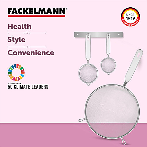 Fackelmann Stainless Steel Strainer, 20 Cm - Ideal For Draining Pasta, Blanched Vegetables, 1 pc  