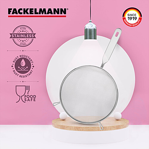 Fackelmann Stainless Steel Strainer, 20 Cm - Ideal For Draining Pasta, Blanched Vegetables, 1 pc  
