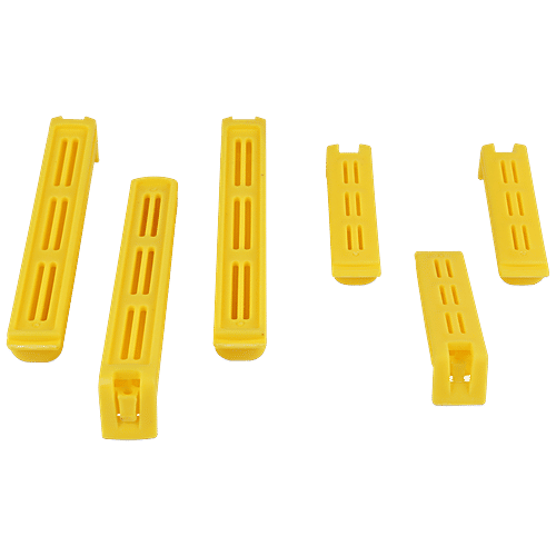 Fackelmann Re-Usable Plastic Sealing Clips - Ideal For Clipping All Food, Plastic & Paper Bags, Yellow, 1 pc (Set of 6) 