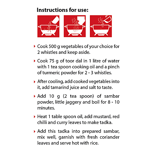 Udupi Ruchi Powder - Sambar, 100 g Carton Nutritious, No Preservatives