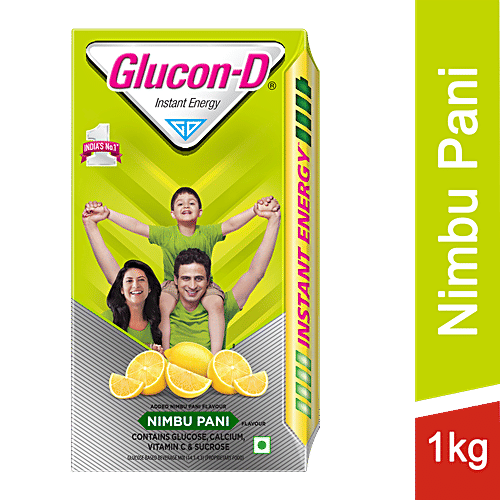 Glucon-D Instant Energy Glucose Powder - Nimbu Pani, 1 kg Refill Pack 