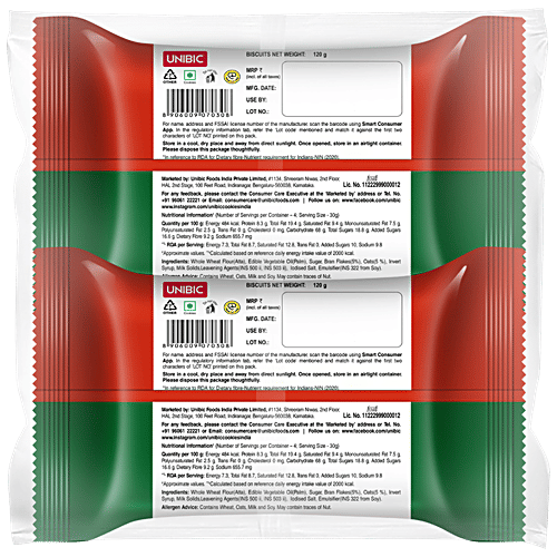 Unibic Cookies Daily Digestive Oatmeal, 120 g (Buy 1 Get 1 Extra) 26% Daily Fibre, No Trans Fat & Cholesterol