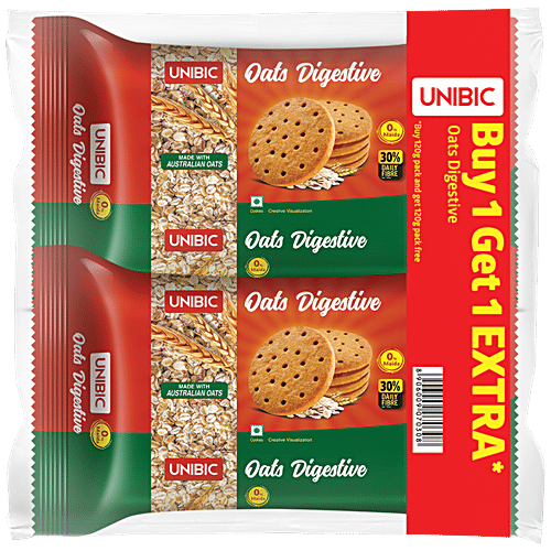 Unibic Cookies Daily Digestive Oatmeal, 120 g (Buy 1 Get 1 Extra) 26% Daily Fibre, No Trans Fat & Cholesterol