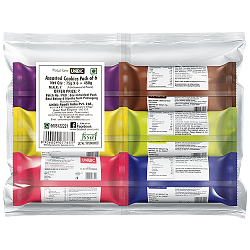 Unibic Cookies - Assorted Pack, 450 g Pack of 6 