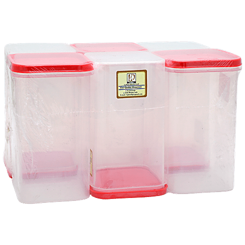 Laplast Storewell Airtight Storage Container - Transparent, Plastic, Plain, Rectangular, 800 ml (Pack of 6) 100% Food Grade