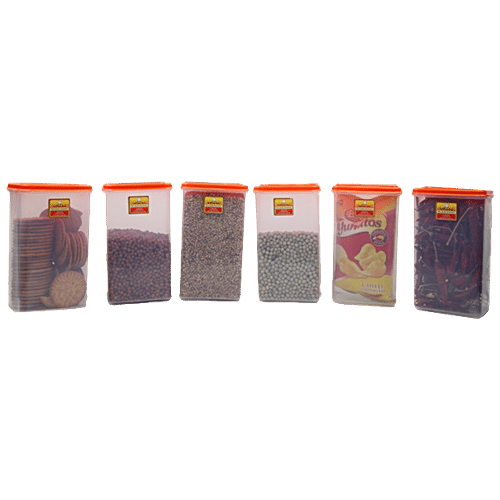 Laplast Storewell Airtight Storage Container - Transparent, Plastic, Plain, Rectangular, 800 ml (Pack of 6) 100% Food Grade