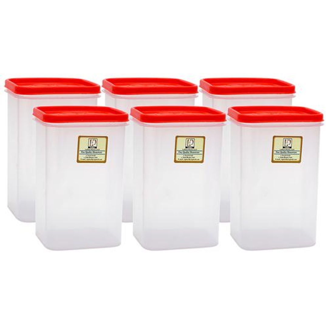 Laplast Storewell Airtight Storage Container - Transparent, Plastic, Plain, Rectangular, 800 ml (Pack of 6)