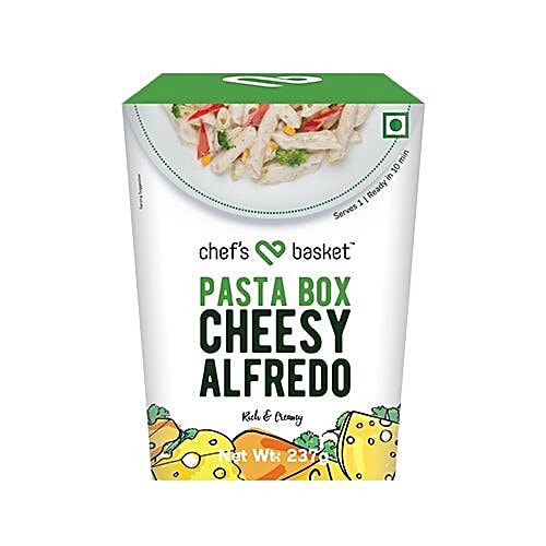 Chefs Basket Rich & Creamy Pasta - Cheesy Alfredo Penne - Ready To Cook Gourmet Pasta, Rich & Creamy, Ready In 10 Minutes, With Chunky Arrabbiata Pasta Sauce & Seasoning, 220 g Kit Vegetarian, No Artificial Colours, Flavours Or Preservatives