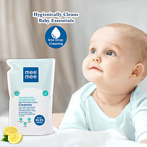 Mee Mee Baby Accessories & Vegetable Liquid Cleanser, 1.2 L Pouch Kills 99.9% Germs