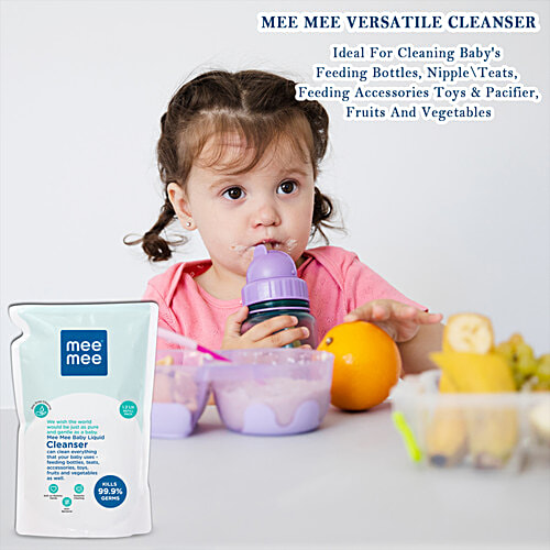 Mee Mee Baby Accessories & Vegetable Liquid Cleanser, 1.2 L Pouch Kills 99.9% Germs