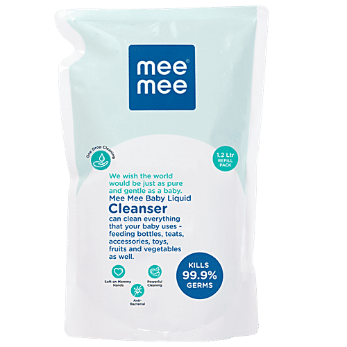 Mee Mee Baby Accessories & Vegetable Liquid Cleanser, 1.2 L Pouch Kills 99.9% Germs