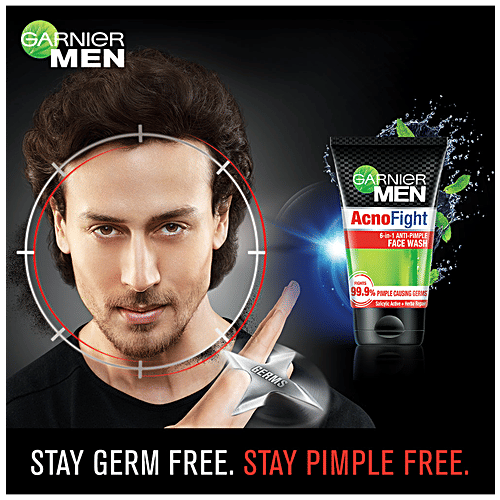 Garnier Men Acno Fight Anti-Pimple Face Wash, 100 g Fights 99.9% Pimple Causing Germs