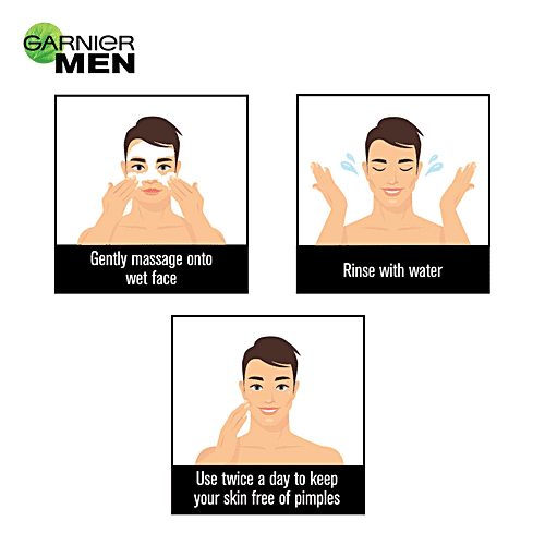 Garnier Men Acno Fight Anti-Pimple Face Wash, 100 g Fights 99.9% Pimple Causing Germs