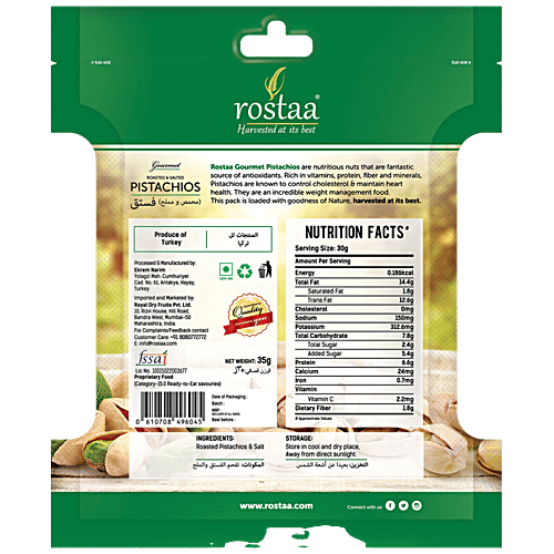 Rostaa Gourmet Pistachios, 35 g Pouch 