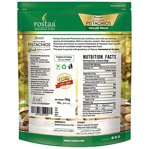 Rostaa Pistachios, 750 g Pouch 