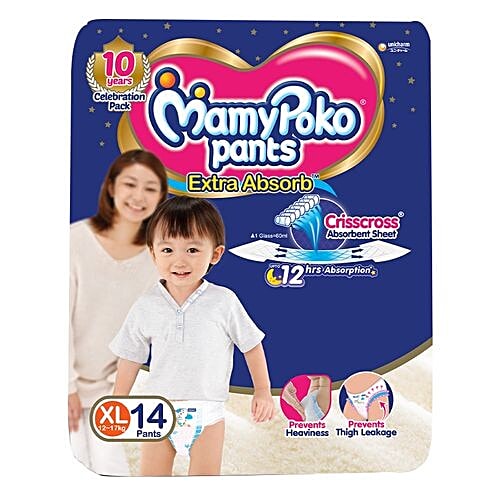 Mamypoko Extra Absorb Xtra Large - 14 Diaper Pants, 14 pcs Pouch 