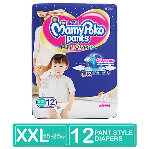Mamypoko Pants Extra Absorb Diaper - XXL Size, 12 pcs Pouch 