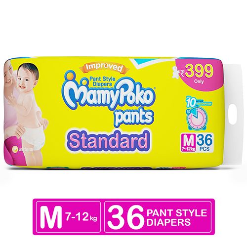 Mamypoko Pants Standard diaper - Medium Size, 36 pcs Pouch 