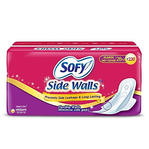 Buy Sofy Sanitary Pads Side Walls Xlarge 28 Pcs Pouch Online at the