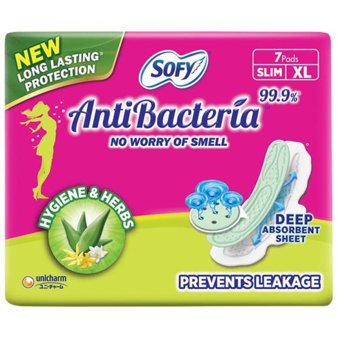 Sofy Anti-Bacteria Sanitary Pad - Extra-Long, Prevents Leakage, Slim, 7 pcs Pouch