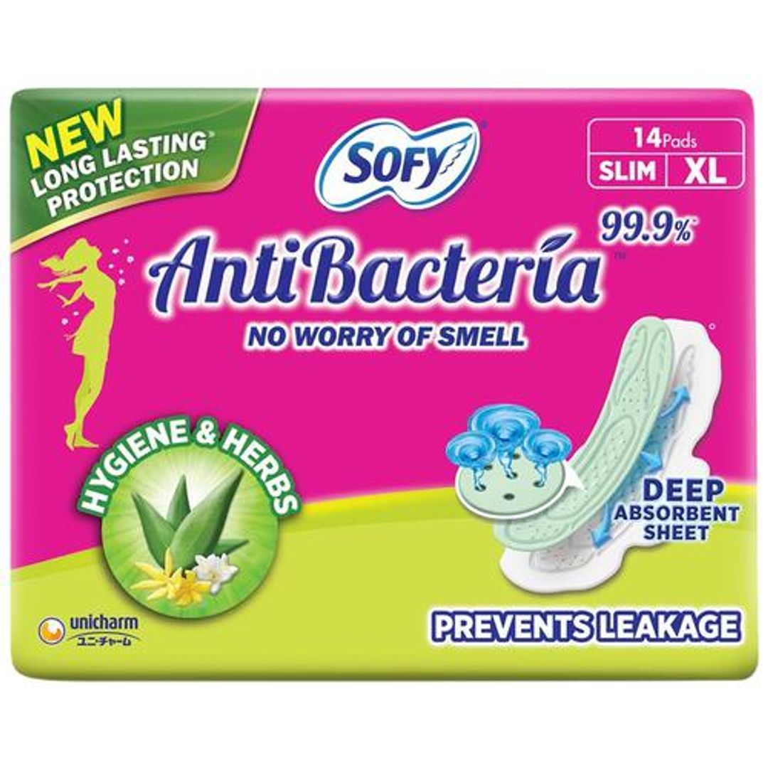 Sofy Anti-Bacteria Sanitary Pad - Extra-Long, Prevents Leakage, Slim, 14 pcs Pouch