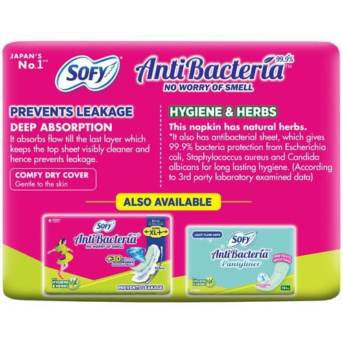 Sofy Anti-Bacteria Sanitary Pad - Extra-Long, Prevents Leakage, Slim, 28 pcs Pouch Prevents Leakage, Deep Absorbent Sheet
