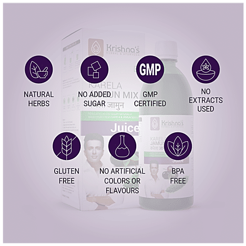 Krishnas Karela Jamun Mix Juice - Manages Sugar Levels, Strengthens The Digestive System, 1 L Carton