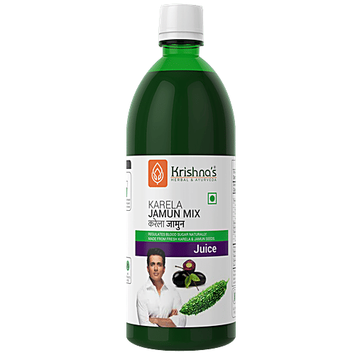 Krishnas Karela Jamun Mix Juice - Manages Sugar Levels, Strengthens The Digestive System, 1 L Carton