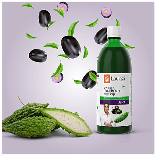 Krishnas Karela Jamun Mix Juice - Manages Sugar Levels, Strengthens The Digestive System, 1 L Carton