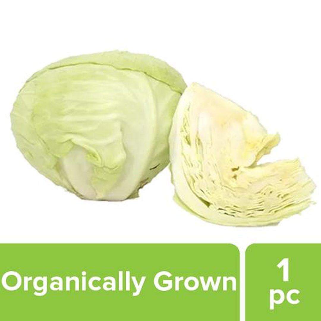 Fresho Cabbage - Organically Grown (Loose), 1 pc (approx. 300-1.3 Kg) 