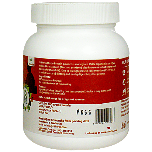 18 Herbs Organics Herbo Protein Powder, 100 g  Rich in Antioxidants, No Added Colour or Flavouring