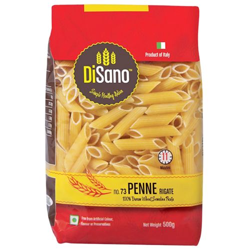 Disano Durum Wheat Pasta - Penne Rigate, 500 g Pouch Free From Artificial Colour, Flavour or Preservatives