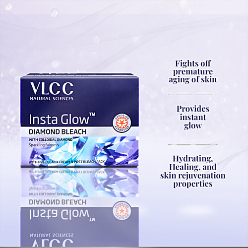 VLCC Insta Glow Diamond Bleach With Diamond Powder For Sparkling Fairness, 60 g  